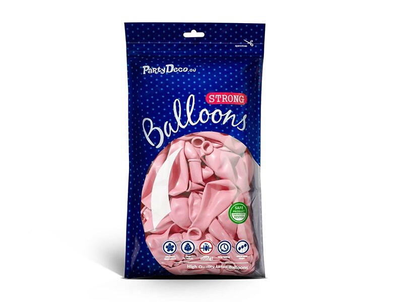 13 cm balons, gaiši rozā krāsa, pastelis - 100 gb iepakojums