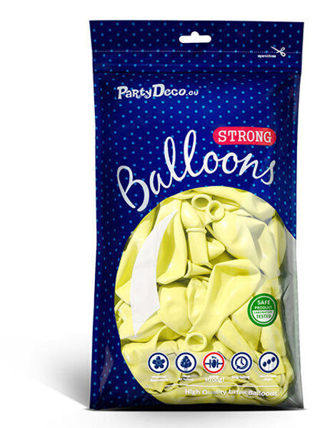 23 cm balonu iepakojums, gaiši dzeltenā krāsa, pastelis - 100 gb.