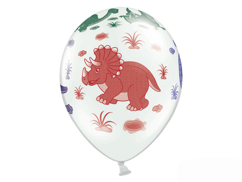 30 cm lateksa balons "Dinozauri", baltā krāsa - 1 gb.