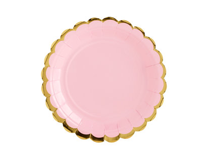 Šķīvīši "Ar dekoratīvu apmali", rozā krāsa, 6 gb., 18 cm