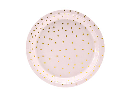 Šķīvīši  "Ar zelta punktiņiem", rozā krāsa, 6 gb., 18 cm