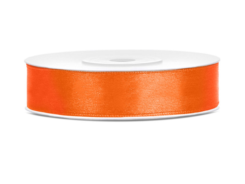 Satīna lente, 12mm/25m, oranžā krāsa