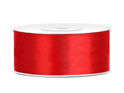 Satīna lente, 25mm/25m, sarkanā krāsa