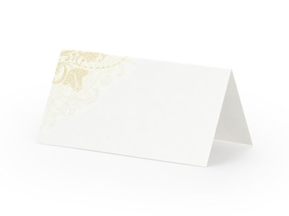 Galda kartiņas, baltā krāsā ar zelta printu, 25 gb
