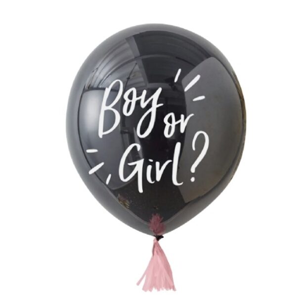 Balons bērna dzimuma paziņošanai - "Boy or girl - Meitene", melnā krāsa - 90 cm