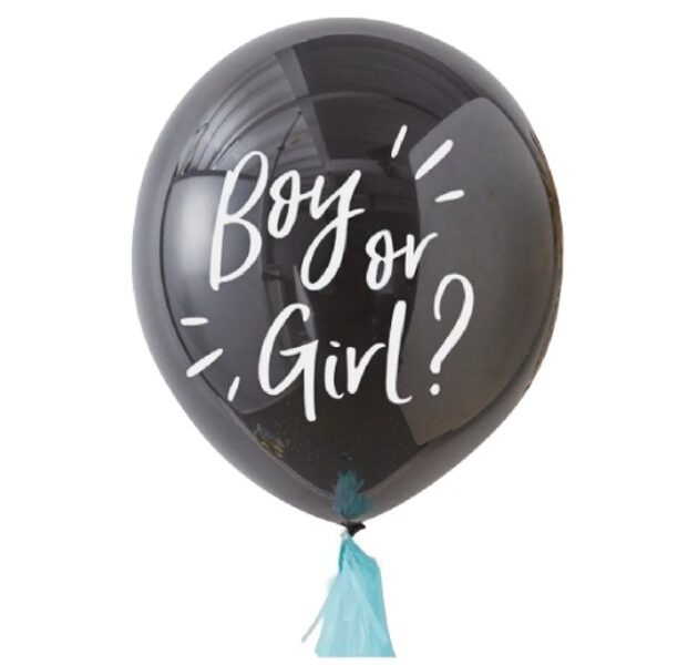 Balons bērna dzimuma paziņošanai - "Boy or girl - Puika", melnā krāsa - 90 cm