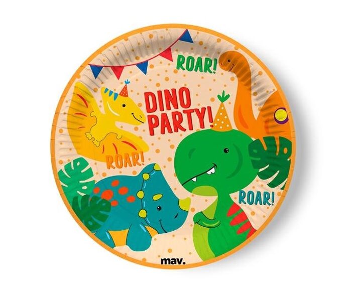 Papīra šķīvīši "Dino party - Dinozauru ballīte", 23 cm, 8 gb