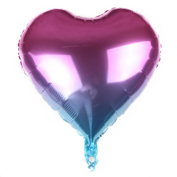 Folija balons "sirds", 45 cm, lillā varavīksne