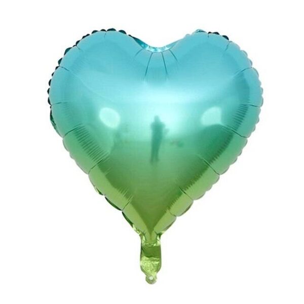 Folija balons "sirds", 45 cm, zilā varavīksne