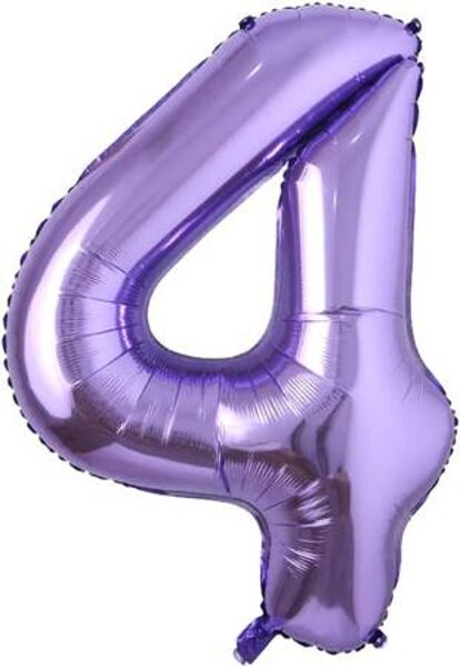Folija balons cipars "4", 92 cm, violetā krāsa