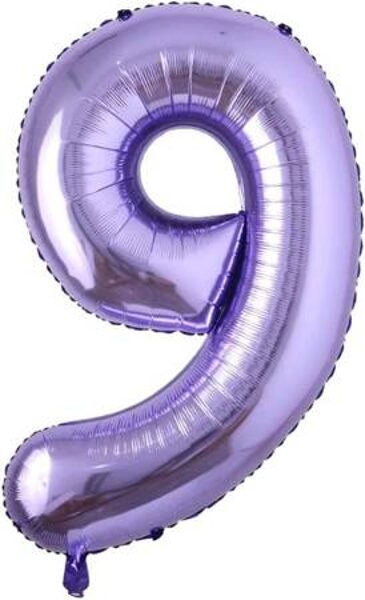 Folija balons "9", 92 cm, violetā krāsa