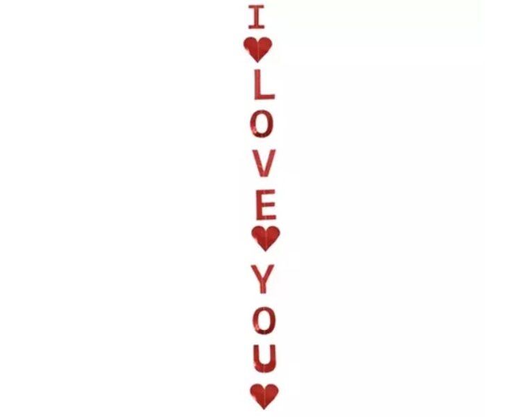 Piekaramais dekors "I love you", 1gb, sarkanā krāsa 110 cm