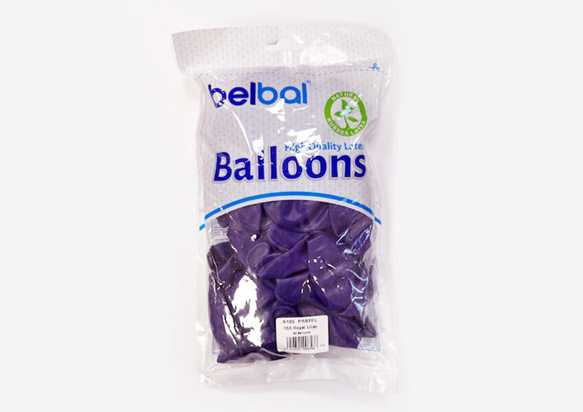 Balonu iepakojums, 100 gb., 30 cm, Belbal B105 ROYAL LILAC violetā