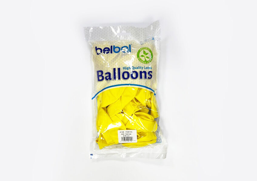 Balonu iepakojums, 100 gb., 30 cm, Belbal B105 PASTEL YELLOW dzeltenā