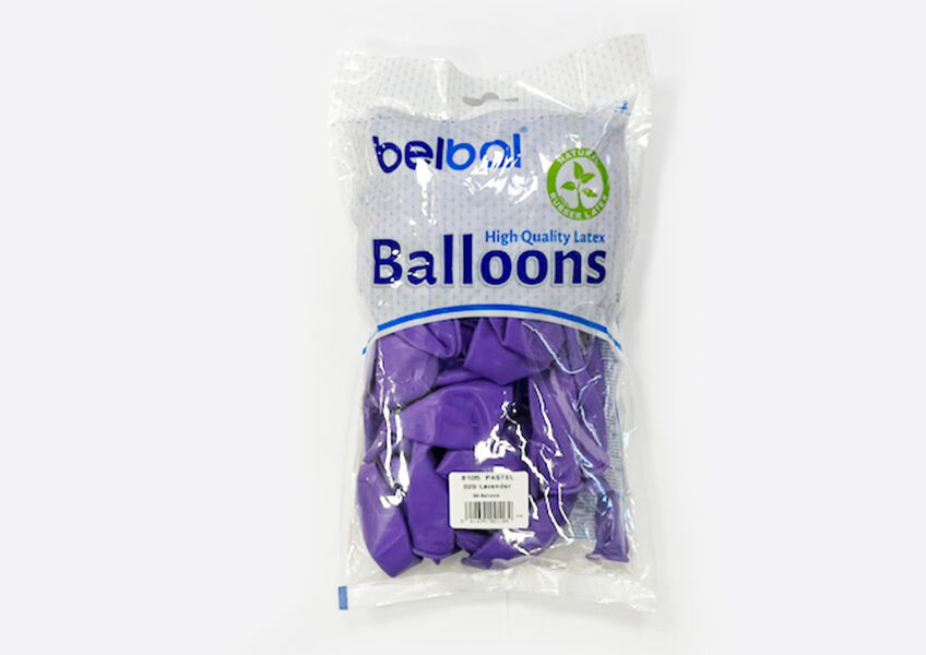 Balonu iepakojums, 50 gb., 30 cm, Belbal B105 LAVENDER lavandas krāsa