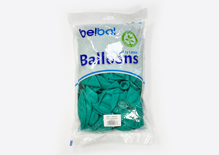 Balonu iepakojums, 50 gb., 30 cm, Belbal B105 FOREST GREEN akvamarīna krāsa