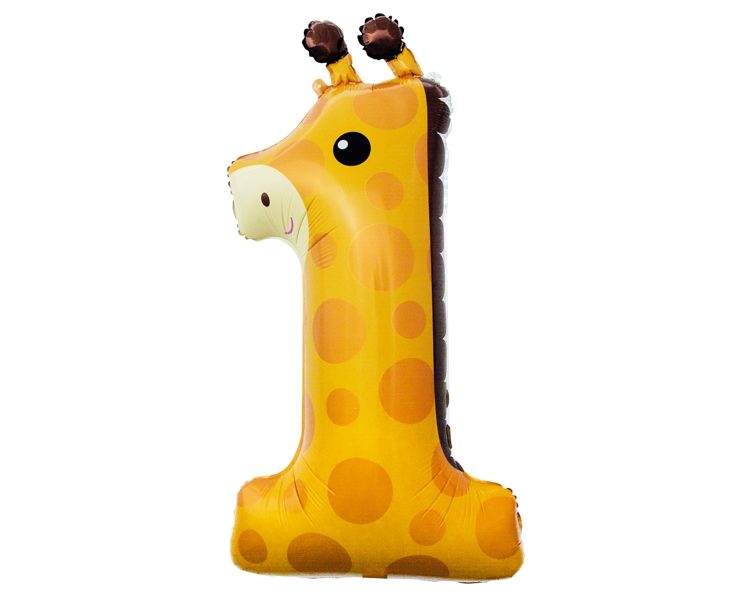 Folija balons "1" - Žirafe, 80 cm