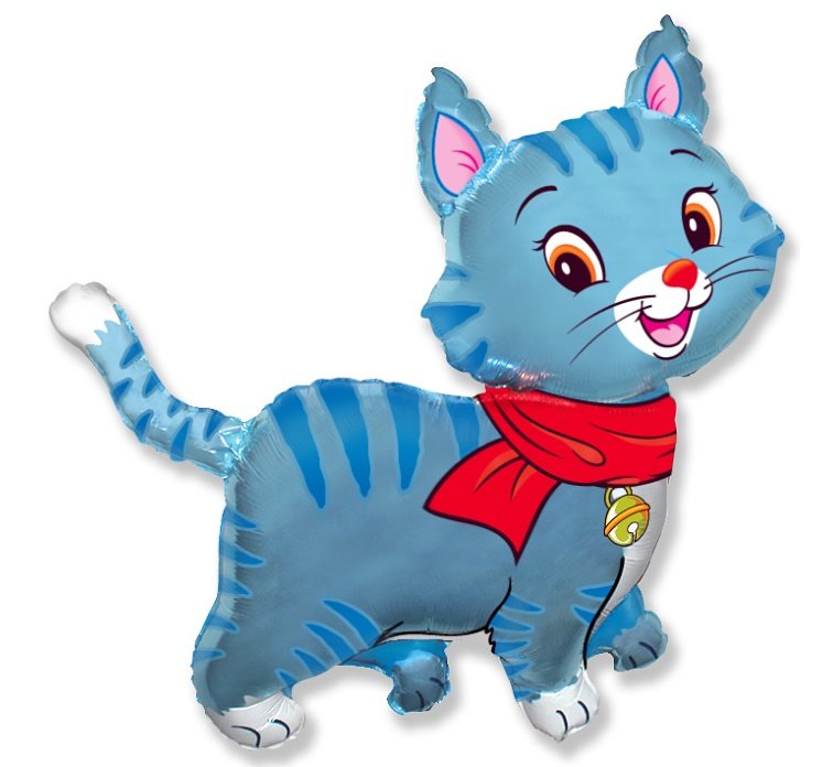Folija balons "Kaķis", zilā krāsa, 61 cm
