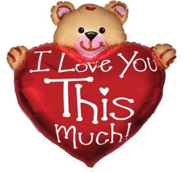 Folija balons "Lācis ar sirdi - I love you this much", 61 cm