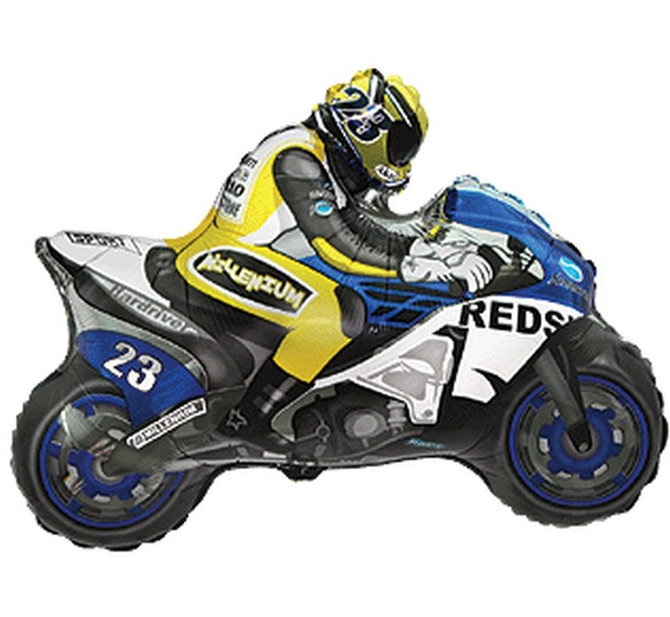 Folija balons "Motocikls", zilā un dzeltenā krāsa, 61 cm