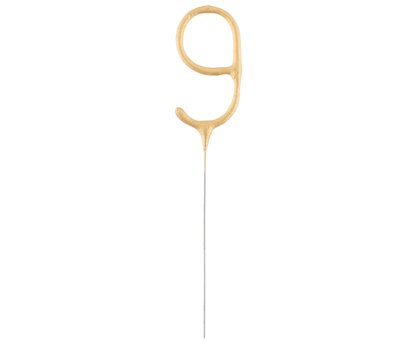 Brīnumsvecīte cipara 9 formā, zelta, 16 cm