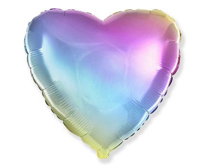 Folija balons "sirds", 46 cm, varavīksnes krāsas