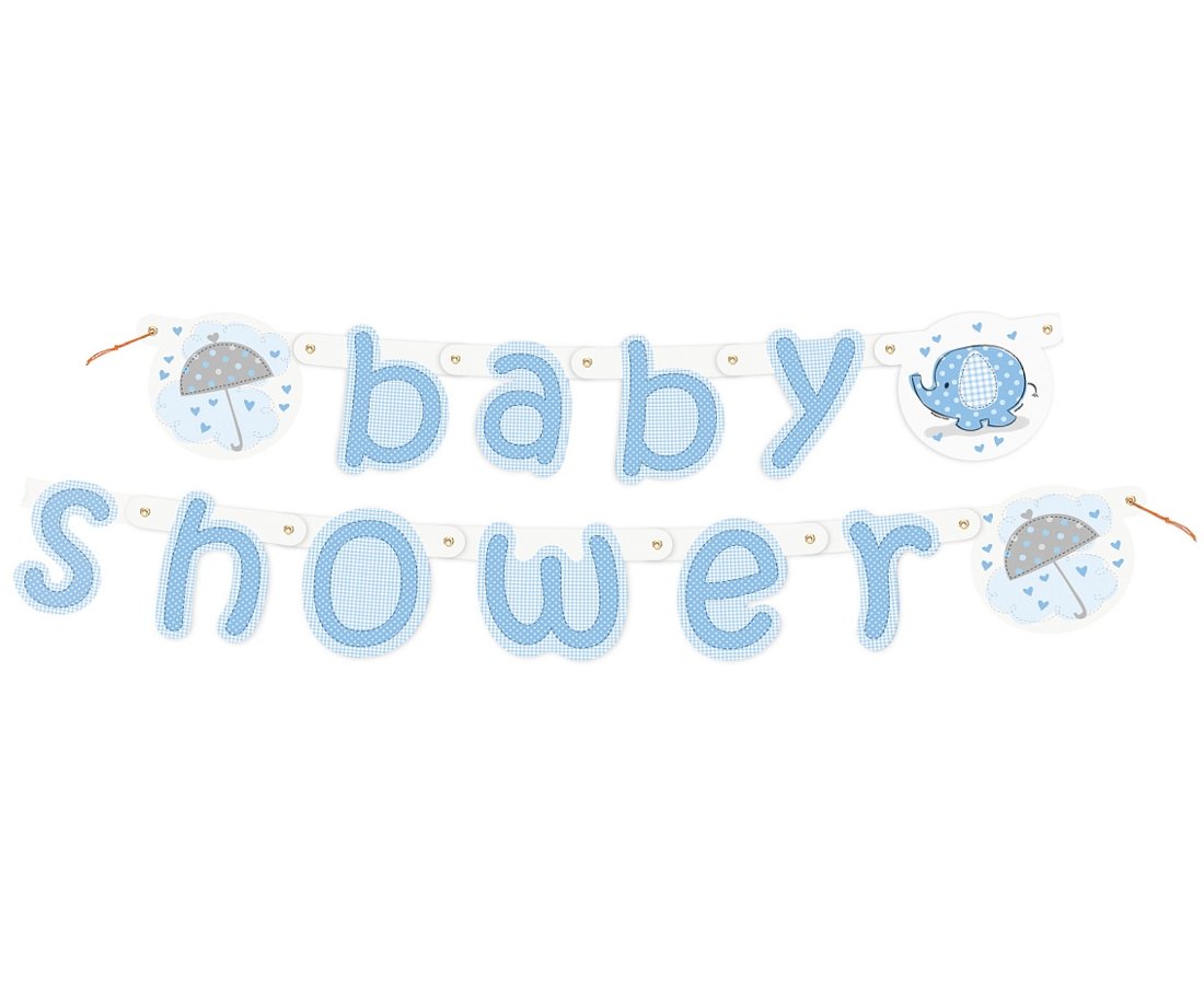 Baneris "Baby Shower", gaiši zilā. 