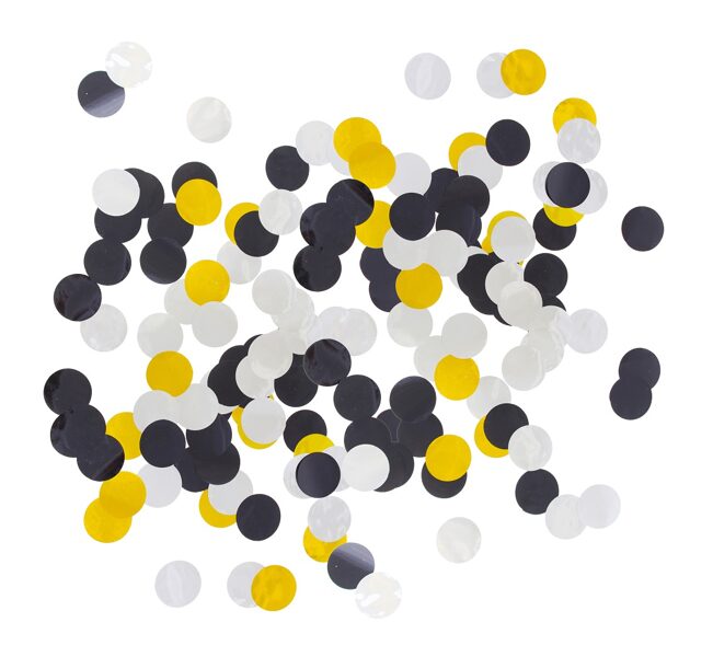 Folijas konfetti aplīši, sudraba, melnā un zelta krāsā, 18 g