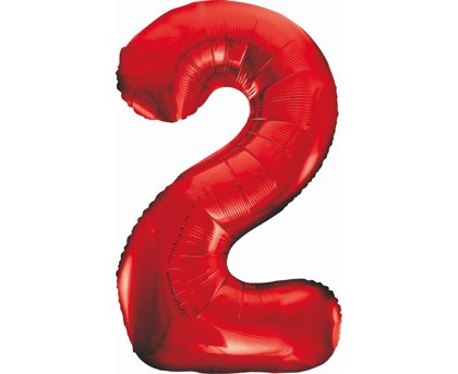 Folija balons "2", 85 cm, sarkanā krāsa