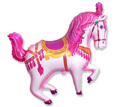 Folija balons "Cirka zirgs", rozā krāsa, 61 cm