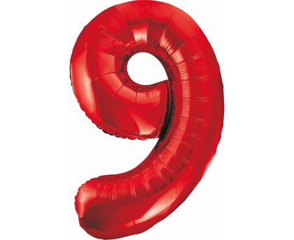 Folija balons "9", 85 cm, sarkanā krāsa