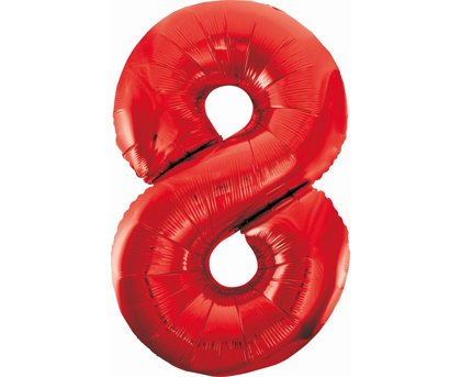 Folija balons "8", 85 cm, sarkanā krāsa