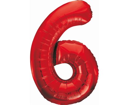 Folija balons "6", 85 cm, sarkanā krāsa