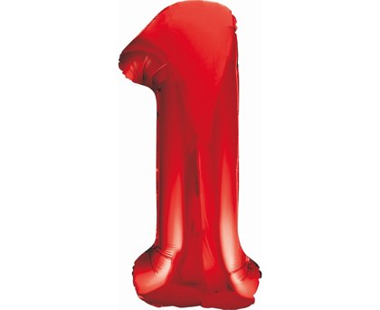 Folija balons "1", 85 cm, sarkanā krāsa