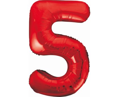 Folija balons "5", 85 cm, sarkanā krāsa