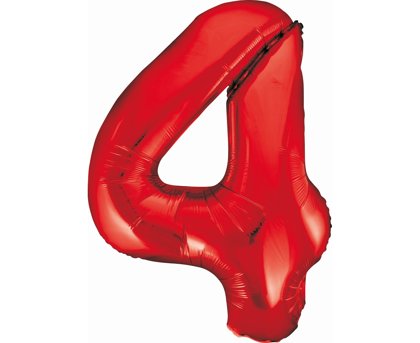 Folija balons "4", 85 cm, sarkanā krāsa