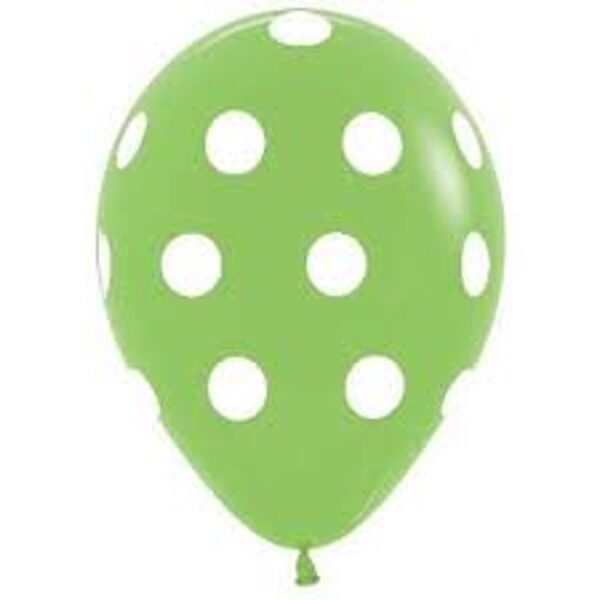 30 cm pistaciju lateksa balons ar baltiem punktiņiem - 1 gb.