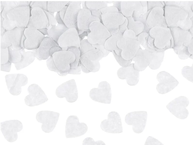 Papīra konfetti sirds formā, baltā krāsā, 15 g