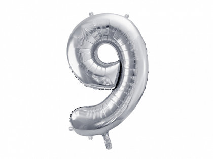 Folija balons "9", 86 cm, sudraba krāsa