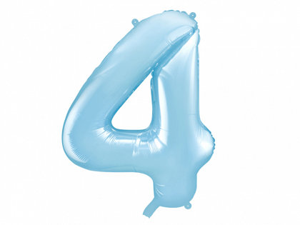 Folija balons "4", 86 cm, gaiši zilā krāsa