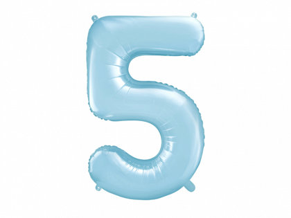 Folija balons "5", 86 cm, gaiši zilā krāsa