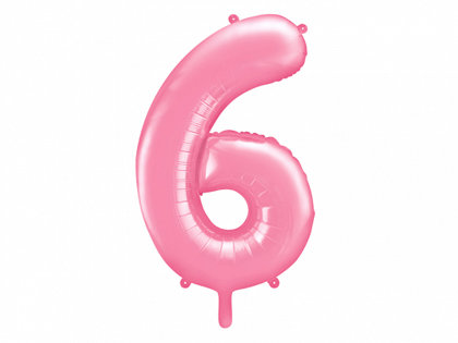 Folija balons "6", 86 cm, gaiši rozā krāsa