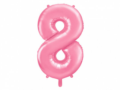 Folija balons "8", 86 cm, gaiši rozā krāsa
