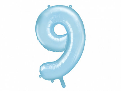 Folija balons "9", 86 cm, gaiši zilā krāsa
