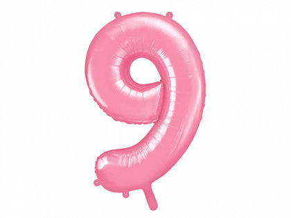 Folija balons "9", 86 cm, gaiši rozā krāsa