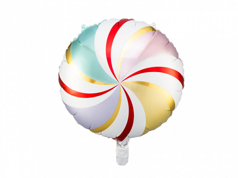 Folija balons "Konfekte", 35 cm, krāsaina ar zeltu