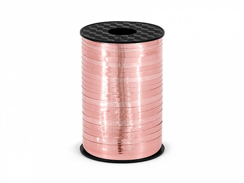 Plastikāta lente, rozā zelts, metāliska, 5 mm, 225 m