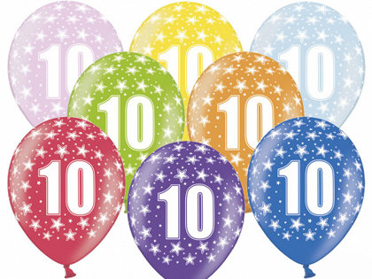 30 cm perlamutra lateksa balons "10" - 1 gb.