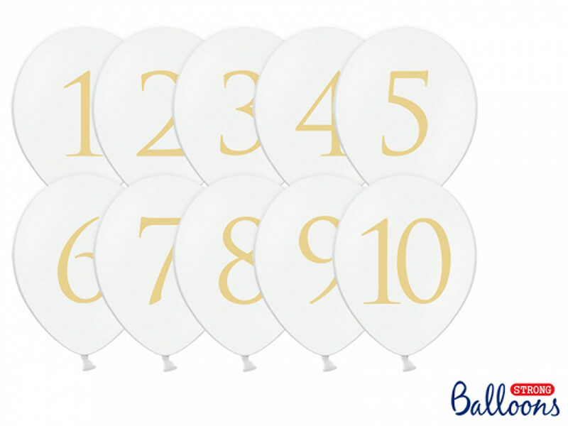 30 cm lateksa balons ar ciparu, baltā krāsa - 1 gb.