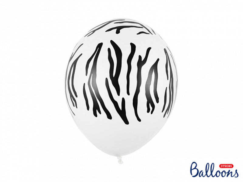 30 cm lateksa balons "Zebras raksts", baltā krāsa - 1 gb.